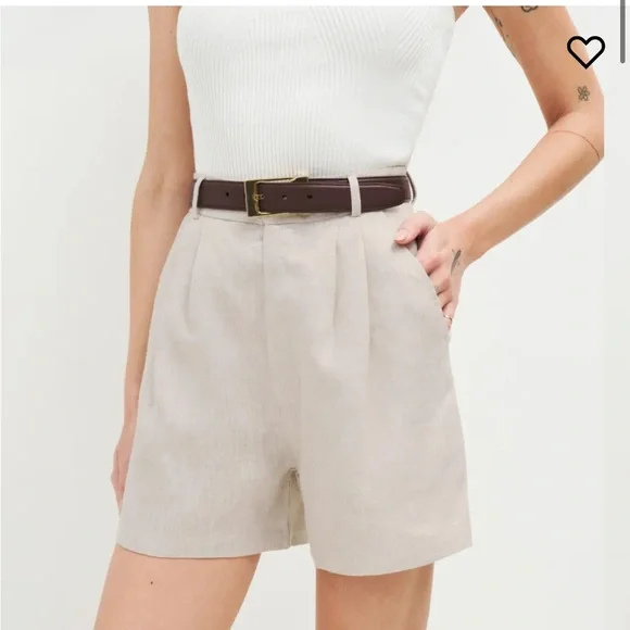 NWT Reformation Mason linen shorts - oatmeal - Picture 2 of 5